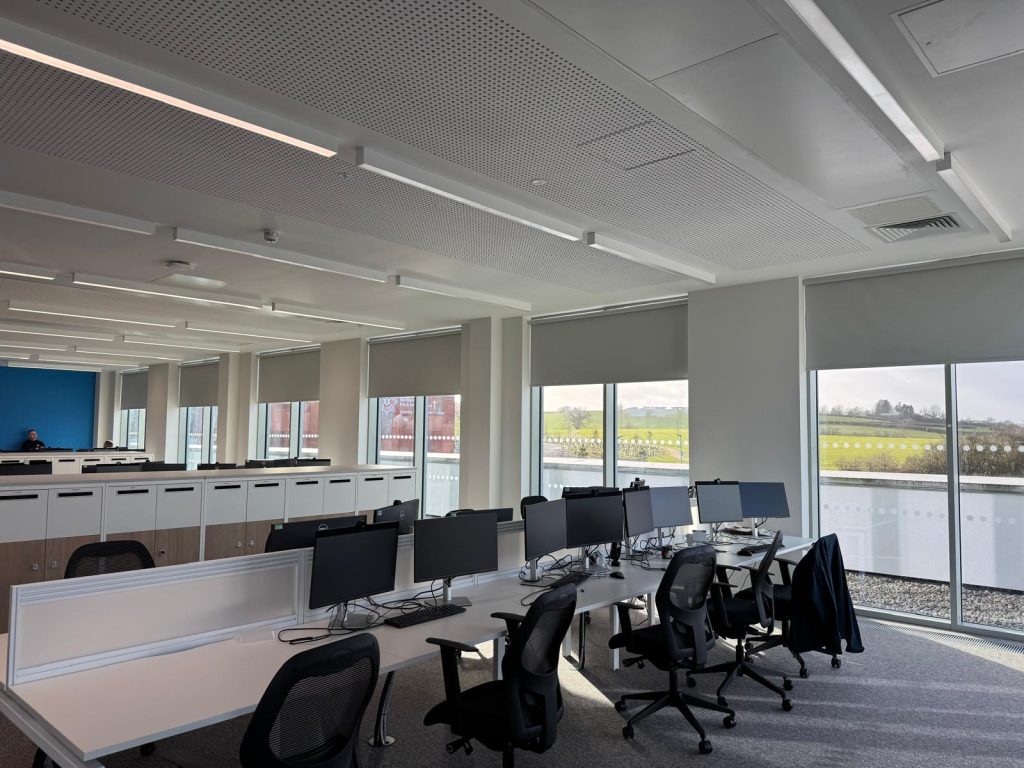 Commercial roller blinds installed at the Northern Ireland Fire and Rescue Service Learning and Development College in Cookstown
