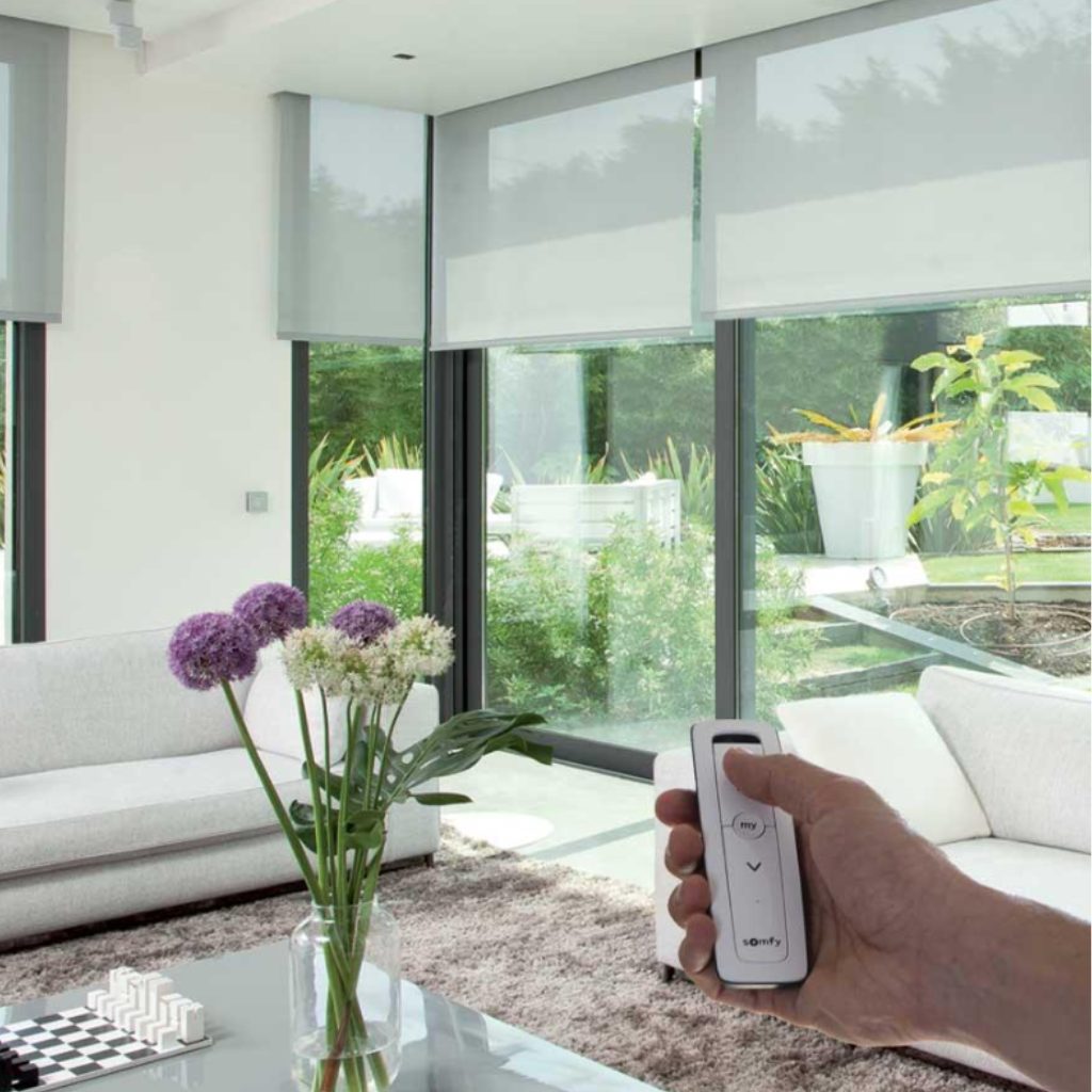 modern living room motorised blinds