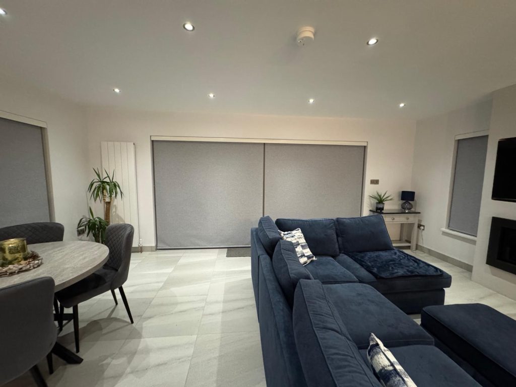 Living room blinds fitted in Belfast home